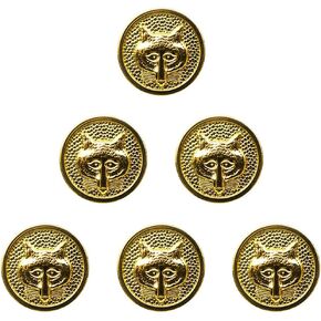 Duolai Senior Gold Fox Head Relief Round Shape Buttons, Metal Texture British Style Uniform Suits Woolen Coat Jacket Casual Clothes Sewing Button All-Match Decoration Accessories 6pcs