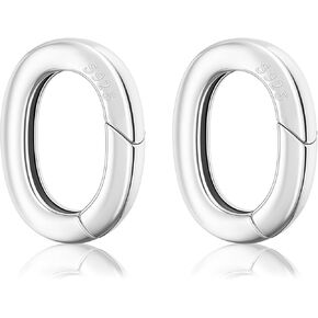 2pcs Sterling Lobster Clasp Tiny Oval Ring Jewelry Clasps Necklace Shortener Enhancer Spring Clasp Shortener Clip Carabiner Snap Clip Lock for Jewelry Making