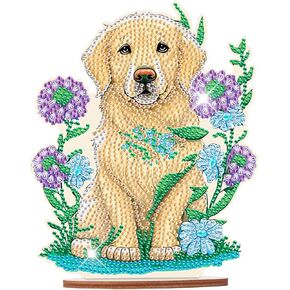 JISHSHAY Dog Diamond Art Kits for Adults Desk Decorations Diamond Painting Accessories Desk Ornament Diamond Art Accessories Art Decor Diamond Painting Kits for Adults Gem Art Unique Home Decor