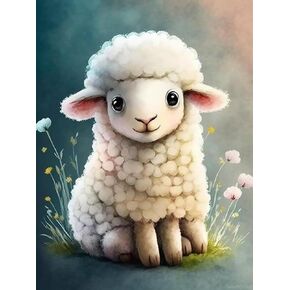 Cute Sheep Diamond Art Painting Kits for Adults, Full Drill Diamond Dots Paintings for Beginners Rhinestone Crystal Drawing Gift Christmas themed Holiday Supplies for Room Home Wall Decor 12x16 Inch