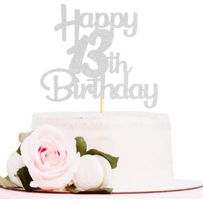 Sotpot Happy 80th Birthday Cake Topper Silver Glitter 80th Cake Toppers 80 Birthday Cake Decorations Cheers to 80 Fabulous Party Cake Picks - 1 Pack in Saudi Arabia