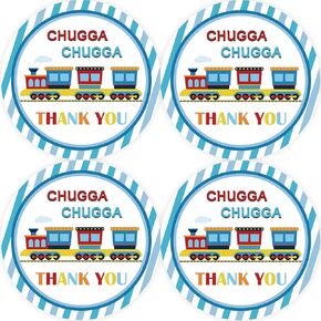 40pcs Train Round Stickers, Steam Train Thank You Stickers, Choo Choo Train Round Thank You Stickers for Boy, Steam Train Birthday Stickers, Train Thank You Stickers Railroad Party Favors