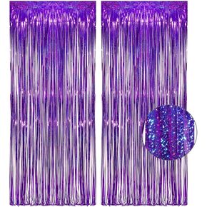 2 Pack Party Decorations Tinsel Foil Fringe Curtains Environmental Background for Birthday Wedding Party Christmas Decorations (Gold)