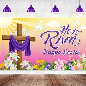 كبير 71 "× 43" هو لافتة رافعة ، راية عيد الفصح السعيد ، هو لافتة رافعة ، وقال انه Risen عيد الفصح ، هو لافت