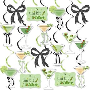 FHzytg A Tiny Bit Older Birthday Party Hanigng Decorations, Green Black Martini Bow Party Decorations for Girls Martini Birthday Decorations, Martini Bachelorette Bridal Shower Tini Bar Party Decor