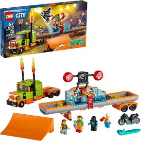 LEGO CITY STUNT Show Truck 60294 Building Toy مع منحدرات الإطلاق وخزان Dunk بالإضافة إلى دراجة حيلة تعمل بسفلي