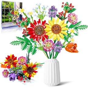 Flower Bouquet Building Set, Botanical Collection Flowers Building Toys, Artificial Flowers Christmas Decoration & Centerpieces, Gift for Mother's Day, Valentine Day, Birthday, Christmas Day - 976PCS
