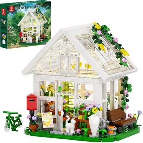 Girls Flower House Building Sets Compatible with Lego Friends Sets for Girls 8-12, Greenhouse Building Toys with LED Lights, Garden House Model, Christmas Holiday for Friends Kids Adults (484pcs)