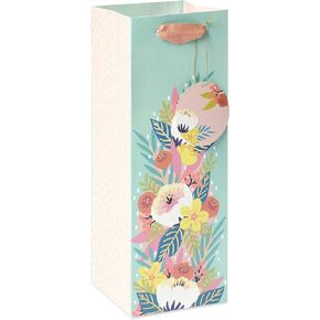 Papyrus 14" Wine Gift Bag (Floral) for Birthdays, Weddings, Bridal Showers and All Occasions (1 Bag) in Kuwait