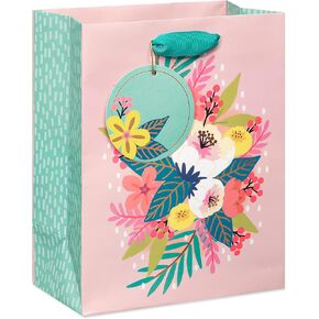 Papyrus 14" Wine Gift Bag (Floral) for Birthdays, Weddings, Bridal Showers and All Occasions (1 Bag)