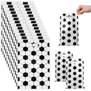 EupHHonycs 50 PCS Soccer Treat Bags Goodies, Plastic Soccer Party Bags, Soccer Gift Bags Soccer Treat Candy Bags for Football Party Theme Supplies Birthday Party Decorations