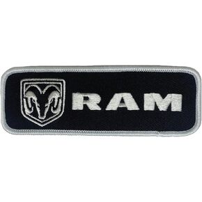 Ram Trucks Logo Embroidered Patch Black 4.5 inch x 1.5 inch | Heat Seal Patch for Clothes, Backpacks, Hats, Jackets, and Jeans