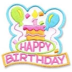 Generic Girl Boy HAPPY BIRTHDAY WHITE Fun Patch Patches Crest Badge SCOUTS GUIDE Party Perfect for Loot Bags, Hats, Backpacks, Uniforms, Jackets and More