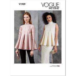 Vogue Misses' Top Sewing Pattern Kit, Design Code V1909, Sizes S-M-L-XL-XXL, Multicolor