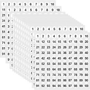 50 Sheets 1 to 100 Vinyl Consecutive Number Stickers Small Round Labels Inventory/Storage Organizing Stickers for Indoor Outdoor, Storage, Organizing, Boxes, Bins, Toolbox, Locker (White)