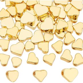 PH PandaHall 60pcs 18K Gold Plated Heart Spacer Beads 3 Sizes Love Heart Brass Spacers Beads Loose Bead for Thanksgiving Christmas Bracelet Necklace Earring Jewelry Making