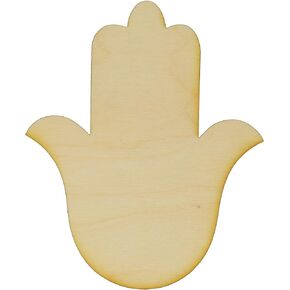 Unfinished Hamsa Wood Cut Out Available in a Variety of Sizes and Thicknesses (1/8" Thickness, Small 4.1" x 5" (Package of 10))