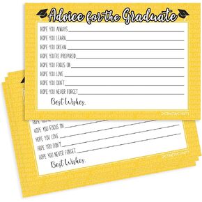 Blue Graduation Advice Cards - 25 Pack, Guest Wishes and Advice for the Graduate Cards, Class of 2025 Party Supplies