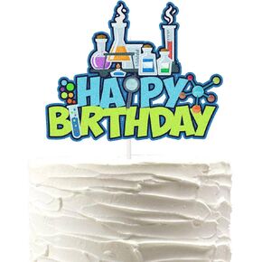 Science Cake Topper Mad Scientist Chemistry Theme Birthday Party Cake Decorations Supplies