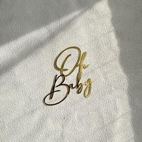 Oh Baby Sign Cake Topper, Gold Lettering for Baby Shower, Birthday Party, Wedding, Home Decor