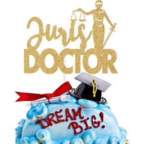 Juris Doctor Cake Topper ، ديكور كعكة المحاماة في المستقبل ، إنه JD بالنسبة لي ، فئة Gold Glitter of 2025 School Grad Decorations Supplies Supplies