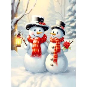 SKRYUIE 5D Christmas Diamond Painting Kits - DIY Diamond Art Kits for Adults Snowman, Full Round Drill - Crystal Cross Stitch - Adults Craft for Wall & Office Decor - 12x16 Inch 06