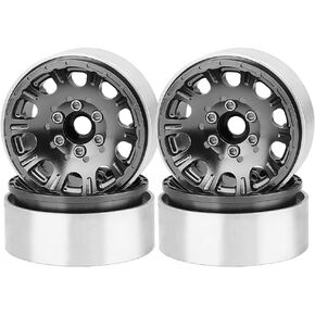 4PCS Aluminum 1.9" Beadlock Wheels Concave Wheel Rims for 1/10 RC Crawler SCX10 I II III Deadbolt 90046 AXI03007 TRX4 TRX6 Redcat GEN7 GEN8 RC4WD D90 Upgrades (Titanium)