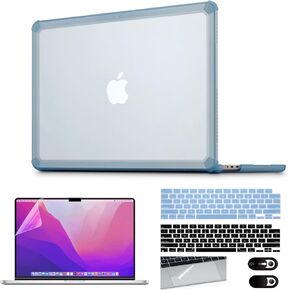 for MacBook Air 13.6 Inch Case 2024-2022 M3 A3113 M2 A2681 Protective Case,Four-Corner Soft Shockproof Cover with Screen Film&Keyboard Cover&Touchpad Film&Camera Cover,Transparent