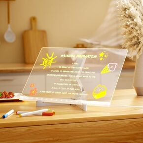 Acrylic Illuminated Dry Erase Board, Colorful Illuminated Notepad, Message Boards and Message Signs, Illuminated Dry Erase Board, Kids Doodle Board (White, 11.8 * 7.9in)