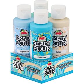 Apple Barrel Color Pop Pre-Mixed Set, Set of 4 Fluid Ready Pour Paints Perfect for DIY Arts and Crafts Projects, 13480E