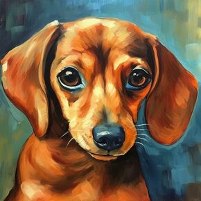 DIY Diamond Painting by Numbers Little Dachshund Full Drill Round Diamond Embroidery Cross Stitch Mosaic Crystal Rhinestone Arts and Craft Mosaic Art Kits 35x35cm(ku322)