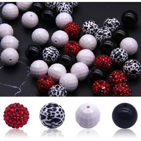 50pcs Bubblegum Beads, Cow Beads Bubblegum Beads 20mm Bulk, Focal Beads 20mm Beads Bubble Beads Round Beads for Jewelry Making Jumbo Beads Chunky Beads for Bracelet Making Pen Making