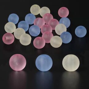 Metulip 120 PCS Frosted Acrylic Beads 16mm Round Beads Pink Blue Light Yellow Loose Space Beads for Crafts Making Home Decoration Crafts DIY Beads