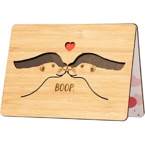 Anniversary Card for Her Him Boyfriend Girlfriend Husband Wife, Wooden Otter Card, Birthday Gift, Happy Anniversary for Couple