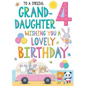 Regal Publishing Juvenile Birthday Card Age 4 Granddaughter - 9 x 6 inches -