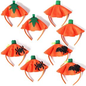 8 Pieces Halloween Pumpkin Headband Funny Pumpkin Hat Pumpkin Costumes Hat Pumpkin for Halloween Thanksgiving Costume Party Supplies