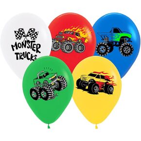 Monster Truck Theme Birthday Party Decorations Monster Truck Latex Balloons Happy Birthday Truck Shaped Balloons for Girls Boys Birthday Baby Shower Wedding Party Supplies 30pcs