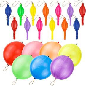 RUBFAC 75pcs Punch Balloons Punching Balloon Heavy Duty Party Favors For Kids, Bounce Balloons with Rubber Band Handle for Birthday Party