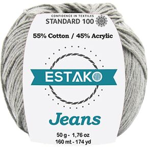 Estako Jeans, 55% Cotton 45% Acrylic Amigurumi Yarn, Soft, Fine/Sport (2) for Crochet and Knitting 1.76 Oz (50g) / 174 Yrds (160m) (1062 - Brown)