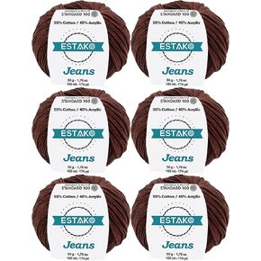 جينز Estako ، 55 ٪ من القطن 45 ٪ من الغزل Amigurumi Amigurumi ، ناعم ، ناعم / رياضة (2) للكروشيه والحياكة 1.76 أوقية (50 جم) / 174 سنة (160 م) (1062 - بني) in Kuwait