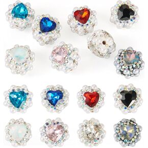 FASHEWELRY Rhinestone Focal Beads for Pens, 6pcs Diamond Beads 15mm 20mm Large Rondelle Indonesia Alloy Beads for Beadable Pens Making, Glitter Beads Chunky Fancy Beads for Jewelry Making