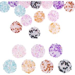 FASHEWELRY Rhinestone Focal Beads for Pens, 6pcs Diamond Beads 15mm 20mm Large Rondelle Indonesia Alloy Beads for Beadable Pens Making, Glitter Beads Chunky Fancy Beads for Jewelry Making