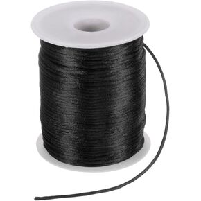 HARFINGTON Satin Nylon Cord String 2.5mm 330 Feet Silky Smooth Bracelets String for Macrame Kumihimo Chinese Knot Necklaces Beading Jewelry Making, Dark Gold