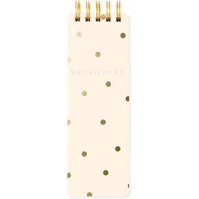 Graphique Reporter Journal, Cream Polka Dot, Embellished Gold Foil Portable Notebook, 150 Lined Sheets, 3" x 8.75" - Perfect for Note Taking, List Making and Much More (WLP173)