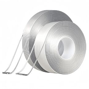 2 Rolls Double Sided Adhesive Tape Heavy Duty,20FT Two Sided Stick Mounting Tape,Clear Hanging Tape Strips for Poster,Photo Wall,Home,Car,Office Use