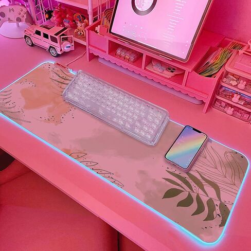 JMIYAV White Gaming Mouse Pad RGB Mousepad Non-Slip Rubber Base Extra Large Cool XL XXL Computer Desk Pad Gaming Accessories LED Light Up Extended Big Mouse Pad for Gamer (31.5x12In) Upgrade in Saudi Arabia