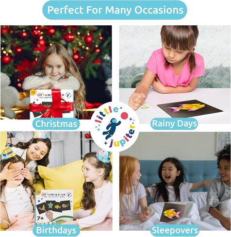 Paint & Stick (Sea) - Makes 4pcs - Mosaic Art - Wood Painting Crafts for Kids - Arts and Crafts for Ages 7-12 Yrs - DIY Kids Crafts Kits - Paint by Numbers Kit for Kids - Mosaic Crafts for Kids in Kuwait