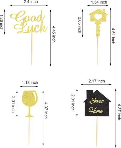 48pcs Home Cupcake Topcake Gold Glitter Housewarming Cupcake يختار هدية Housewarming هدية منزل جديد بيع Key Cake Topper Sweet Home Sign New Home Party Supply in Kuwait