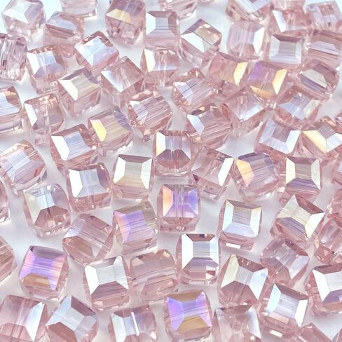 100pcs 8mm Crystal Glass Beads Cube Shape Loose Square Spacer Beads AB Color with Hole Craft Beads for Jewelry Making Making Necklace Bracelet Earring Wind Chimes Suncatchers Ornament(Mixed Color) in Saudi Arabia