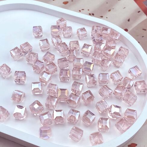 100pcs 8mm Crystal Glass Beads Cube Shape Loose Square Spacer Beads AB Color with Hole Craft Beads for Jewelry Making Making Necklace Bracelet Earring Wind Chimes Suncatchers Ornament(Mixed Color) in Saudi Arabia